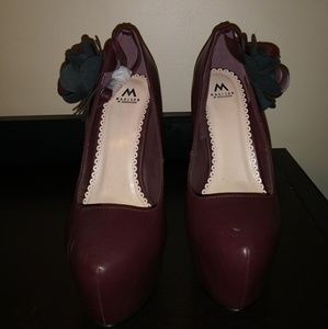 Burgundy flower heel